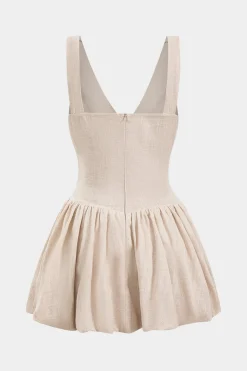 Linen Ruched Sleeveless Mini Dress