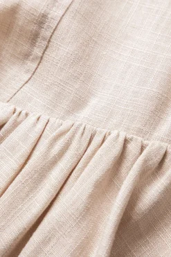 Linen Ruched Sleeveless Mini Dress
