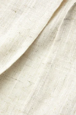 Linen Ruched Slit Midi Dress