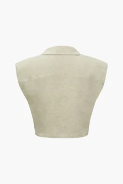 Linen V-neck Twist Hem Sleeveless Top