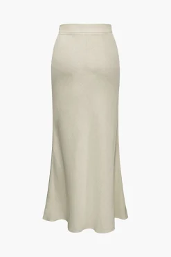 Linen-Blend High-Waisted Maxi Skirt