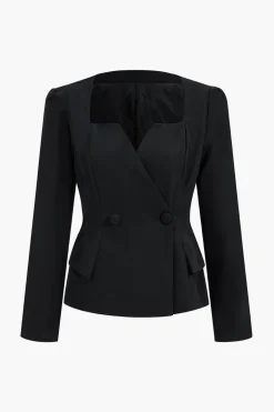 Long Sleeve Pocket Top And Skirt Set