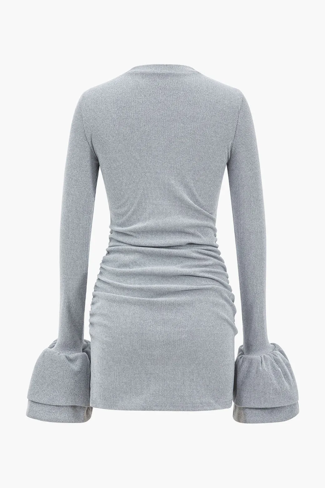 Long Sleeve Puff Sleeve Round Neck Mini Dress