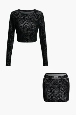 Long Sleeve Top And Cut Out Skirt Set