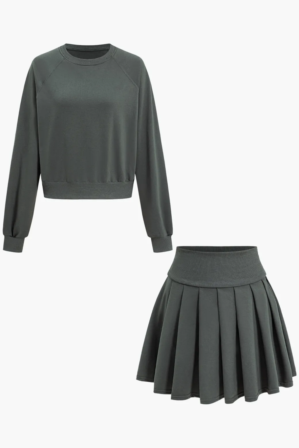 Long Sleeve Top And Pleated Skirt Set