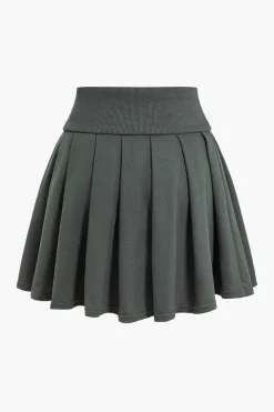 Long Sleeve Top And Pleated Skirt Set