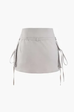 Low Rise Tie Cargo Mini Skirt
