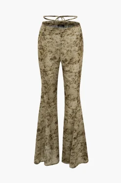 Low Rise Tie Dye Tie Waist Flare Leg Pants
