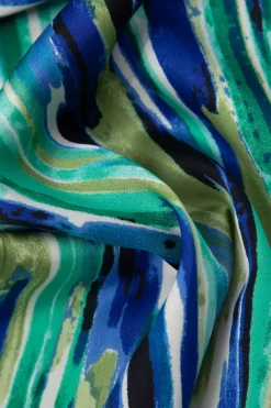 Marble Print High Waisted Full-length Straight Leg Pants