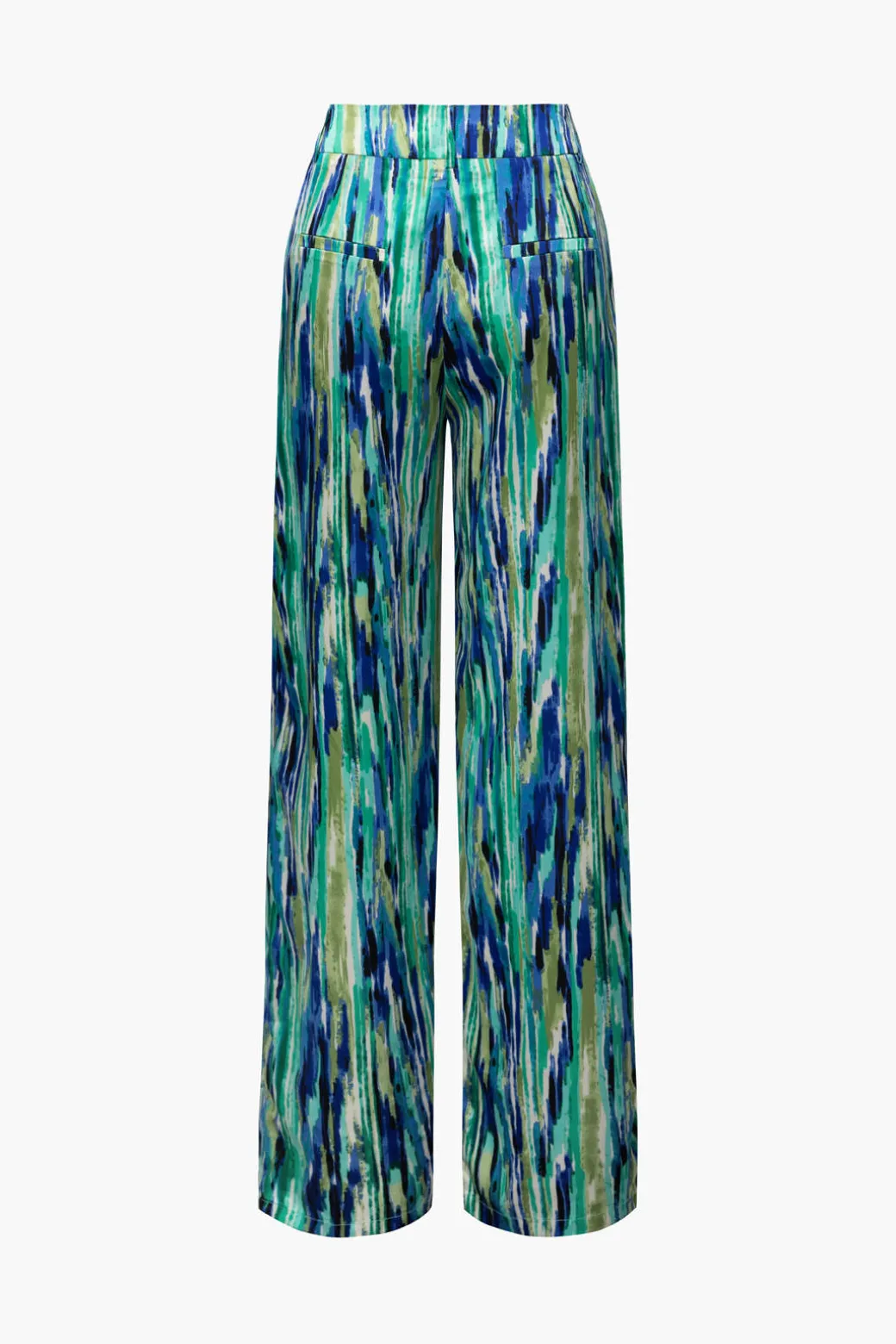 Marble Print High Waisted Full-length Straight Leg Pants