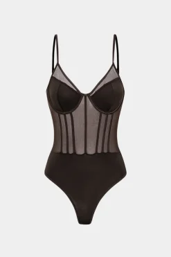 Mesh Backless Bustier Bodysuit