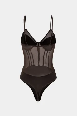 Mesh Backless Bustier Bodysuit