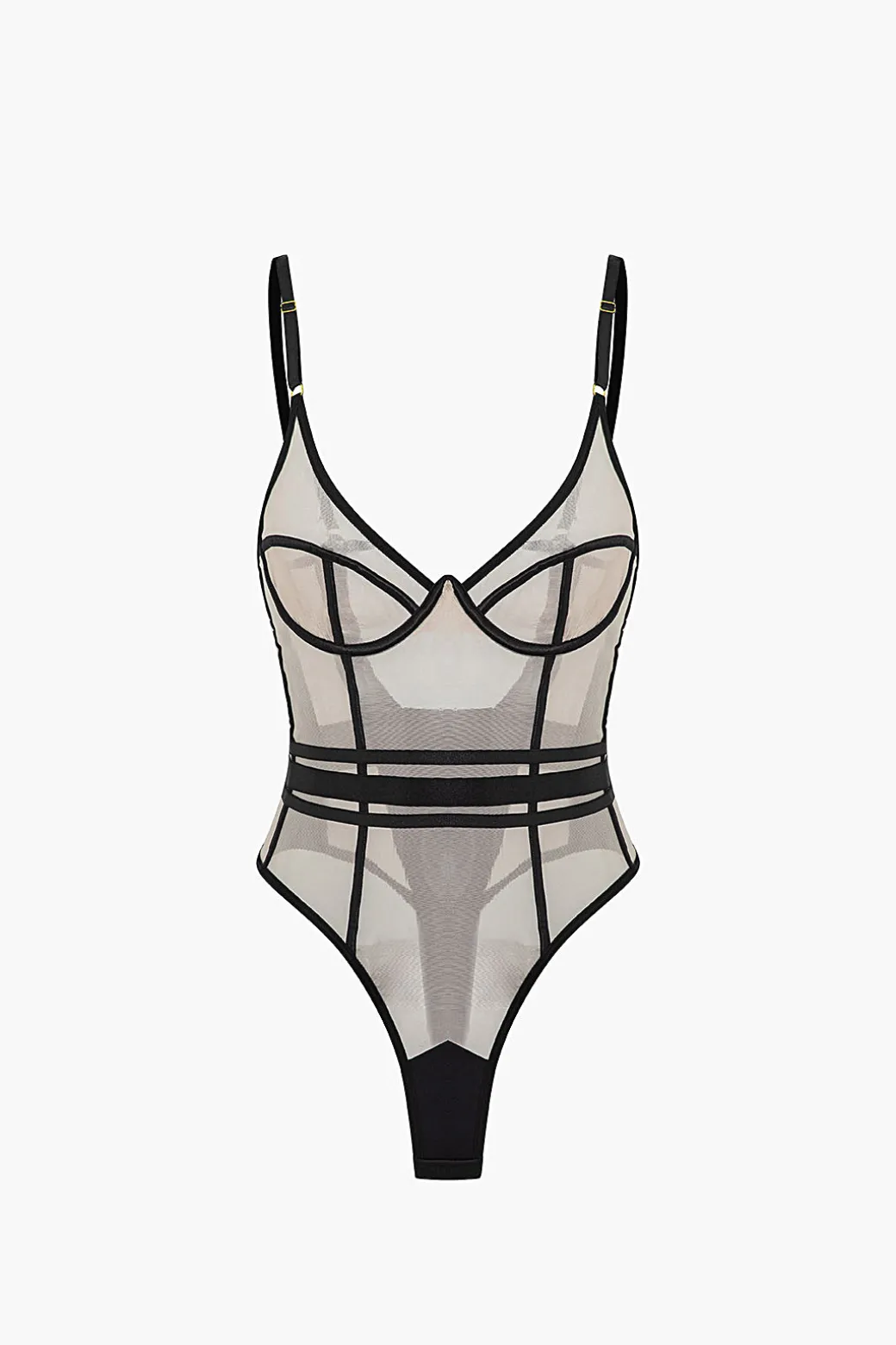 Mesh Backless Sheer Sleeveless Bodysuit