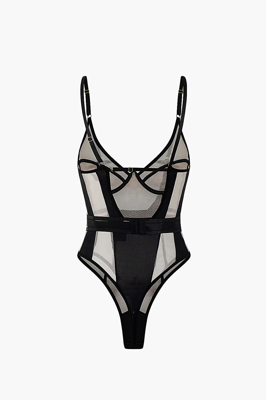 Mesh Backless Sheer Sleeveless Bodysuit