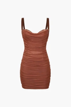 Mesh Draped Bodycon Mini Dress