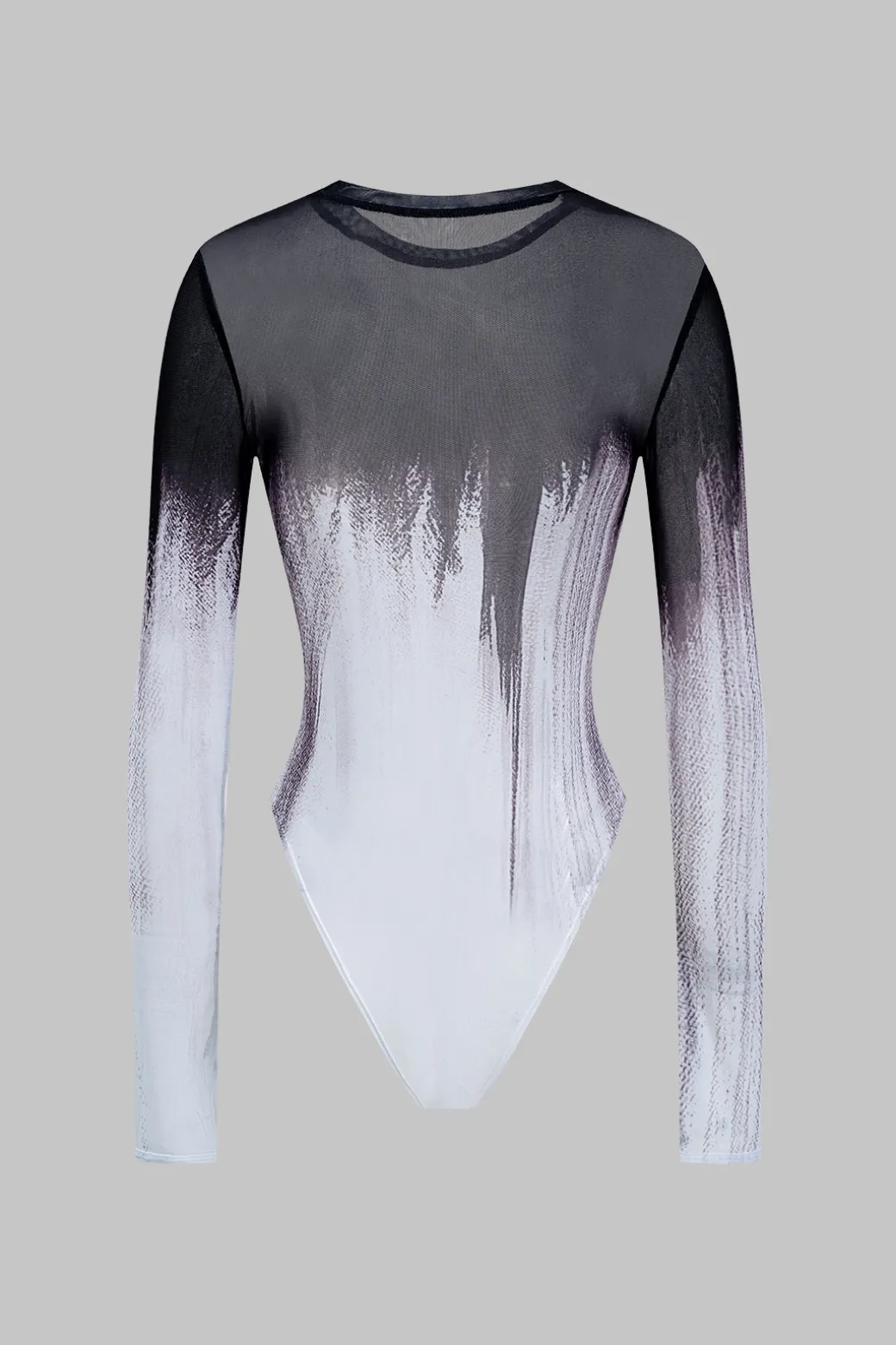 Mesh Long Sleeve Contrast Print Bodysuit