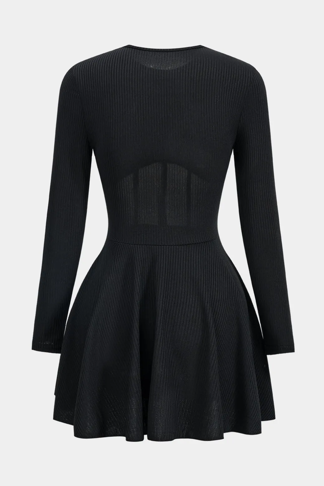 Mesh Patchwork Corset Long Sleeve Mini Dress
