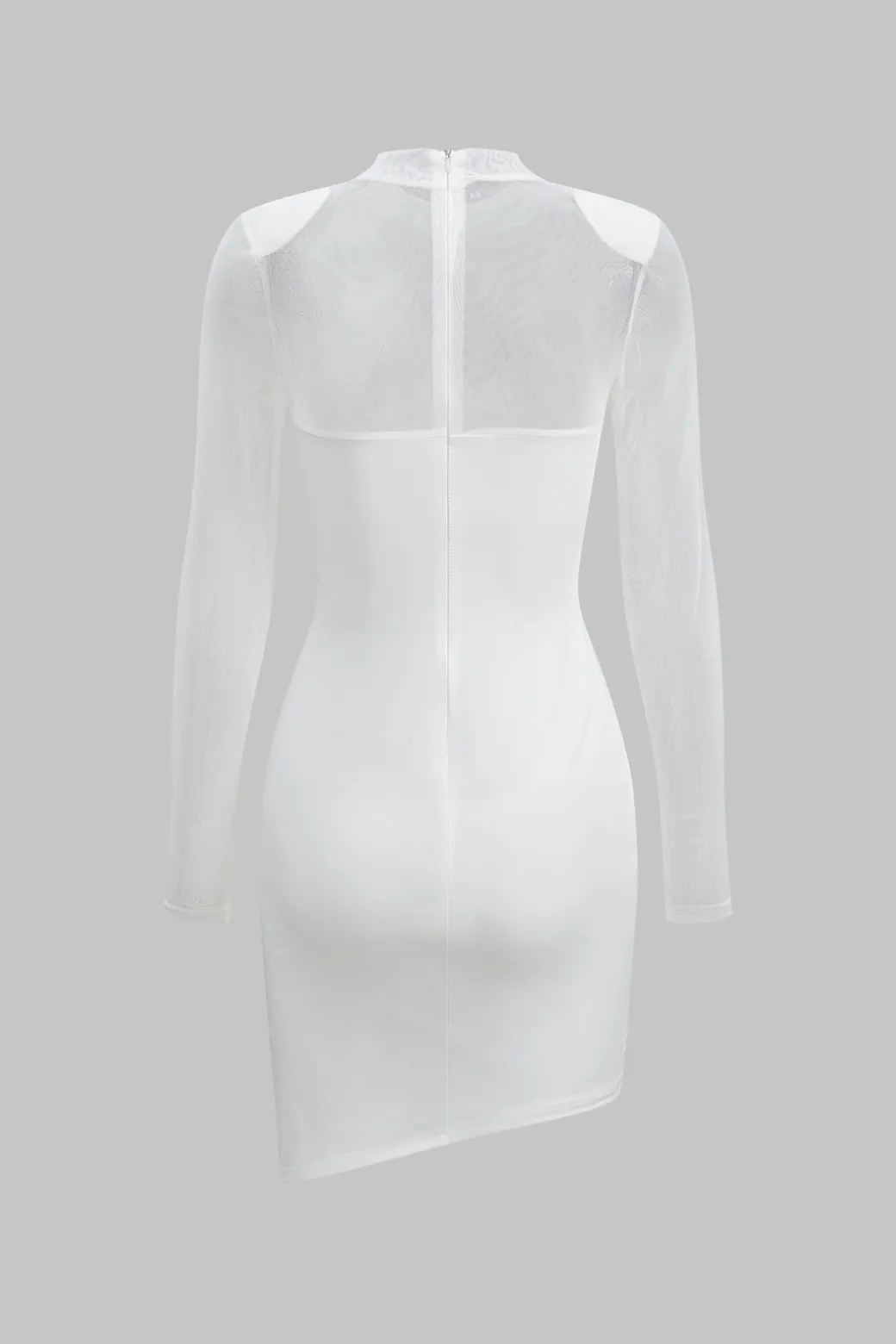 Mesh Patchwork Long Sleeve Sheer Mini Dress