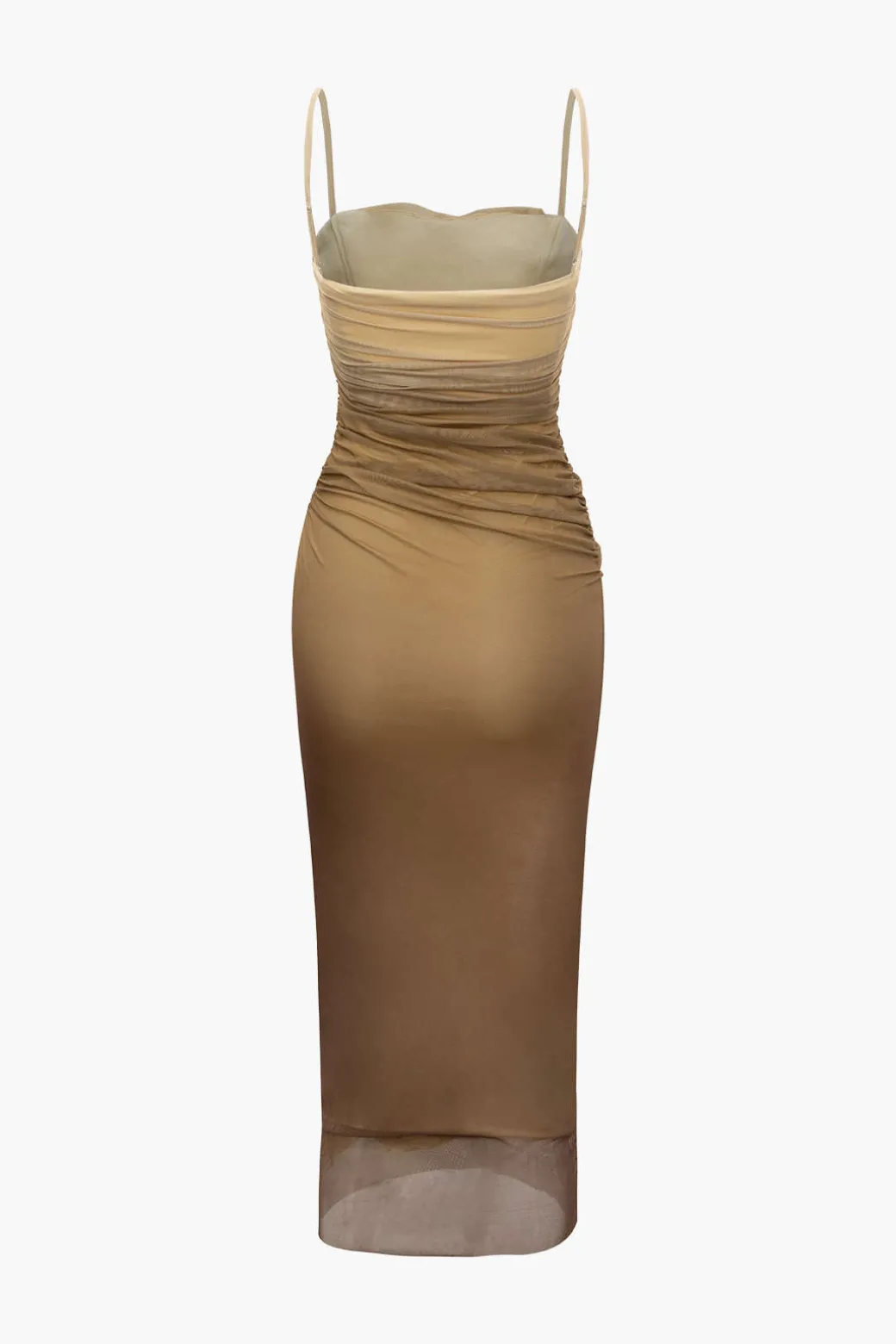 Mesh Ruched Cami Maxi Dress