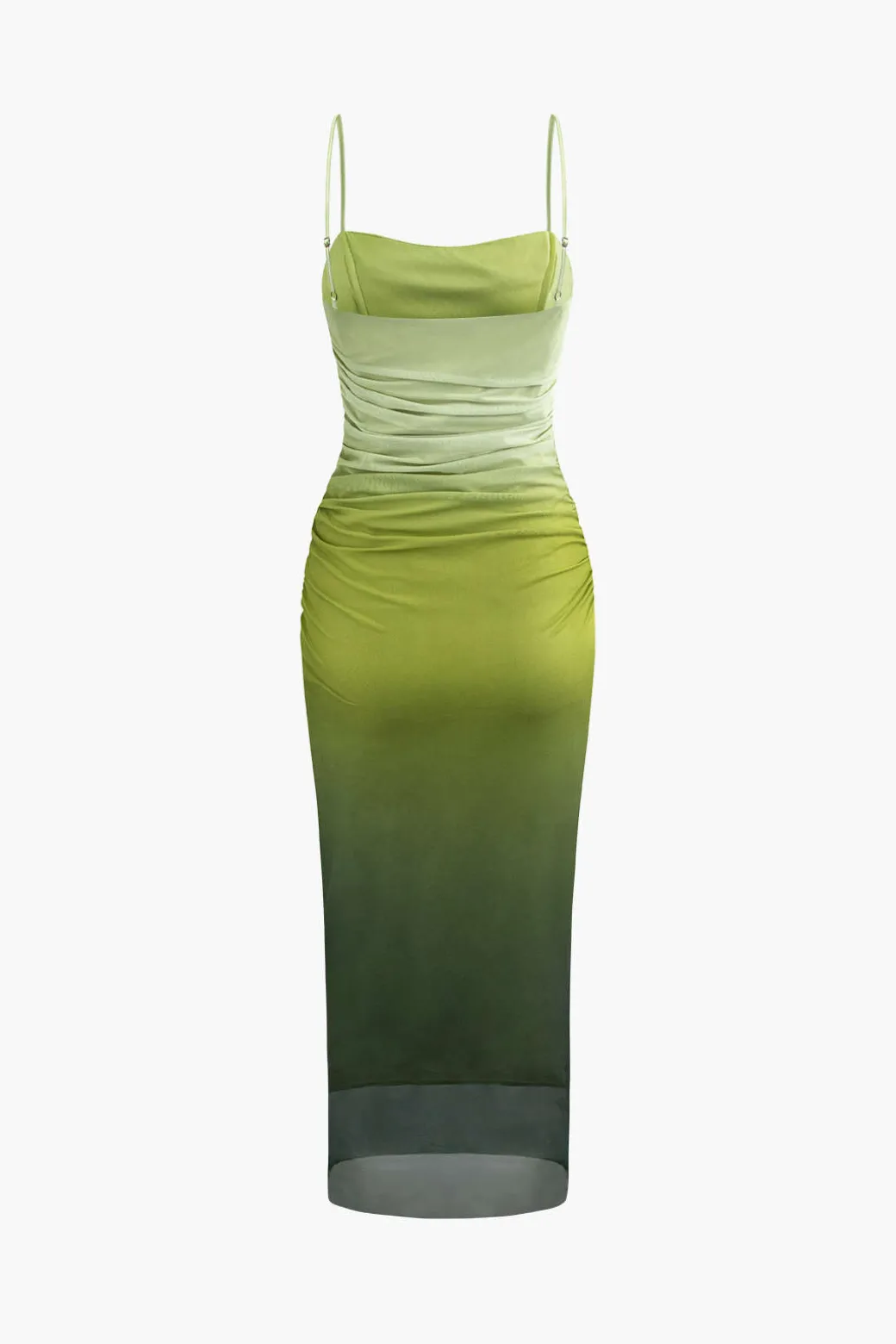 Mesh Ruched Cami Maxi Dress