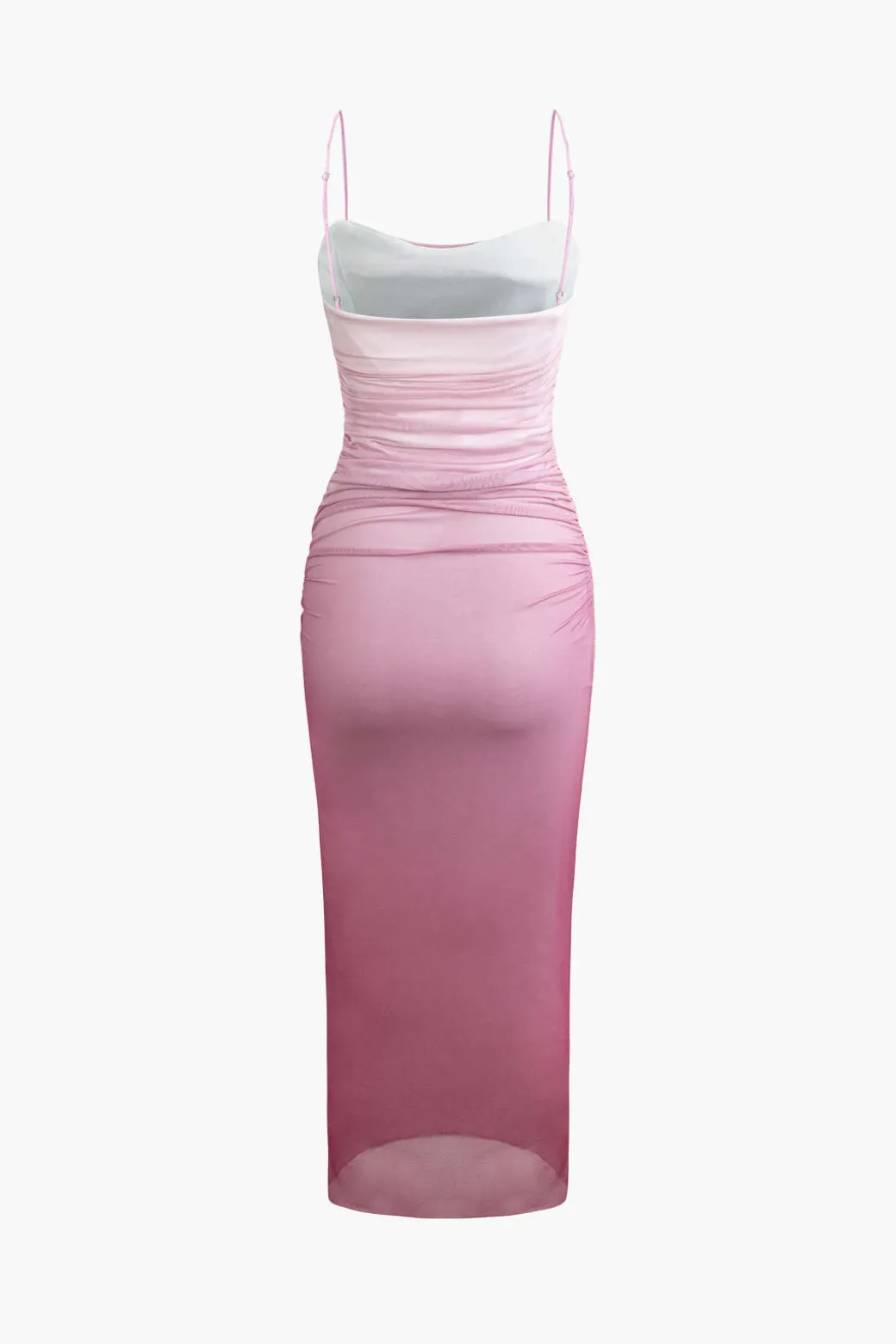 Mesh Ruched Cami Maxi Dress