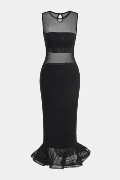 Mesh Sheer Sleeveless Midi Dress