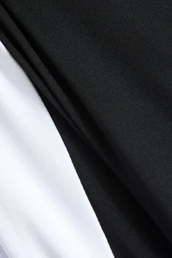 Metal Buckle One Shoulder Patchwork Long Sleeve Midi Dress