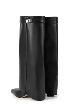 Metal Buckle Pointed Knee High Boots