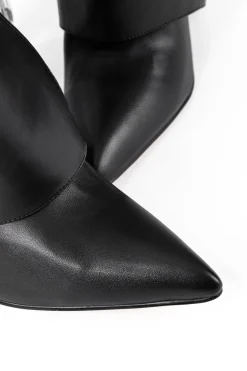 Metal Buckle Pointed Knee High Boots