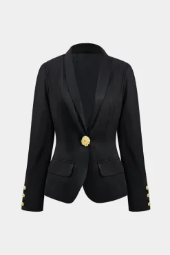 Metal Button V-neck Blazer