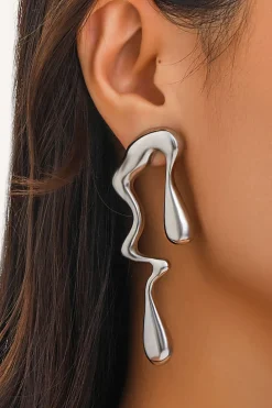 Metal Drop Asymmetrical Earrings