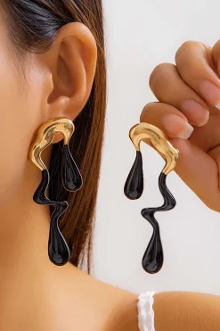 Metal Drop Asymmetrical Earrings