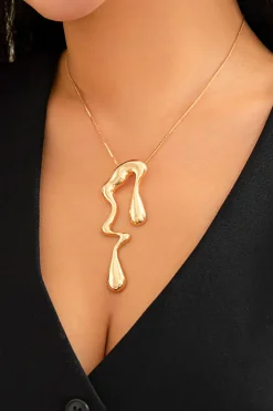 Metal Irregular Teardrop Liquid Design Necklace