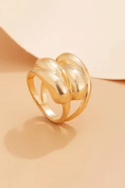 Metal Open Geometric Water Drop Hug Ring