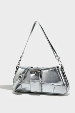 Metallic Buckle Shoulder Bag
