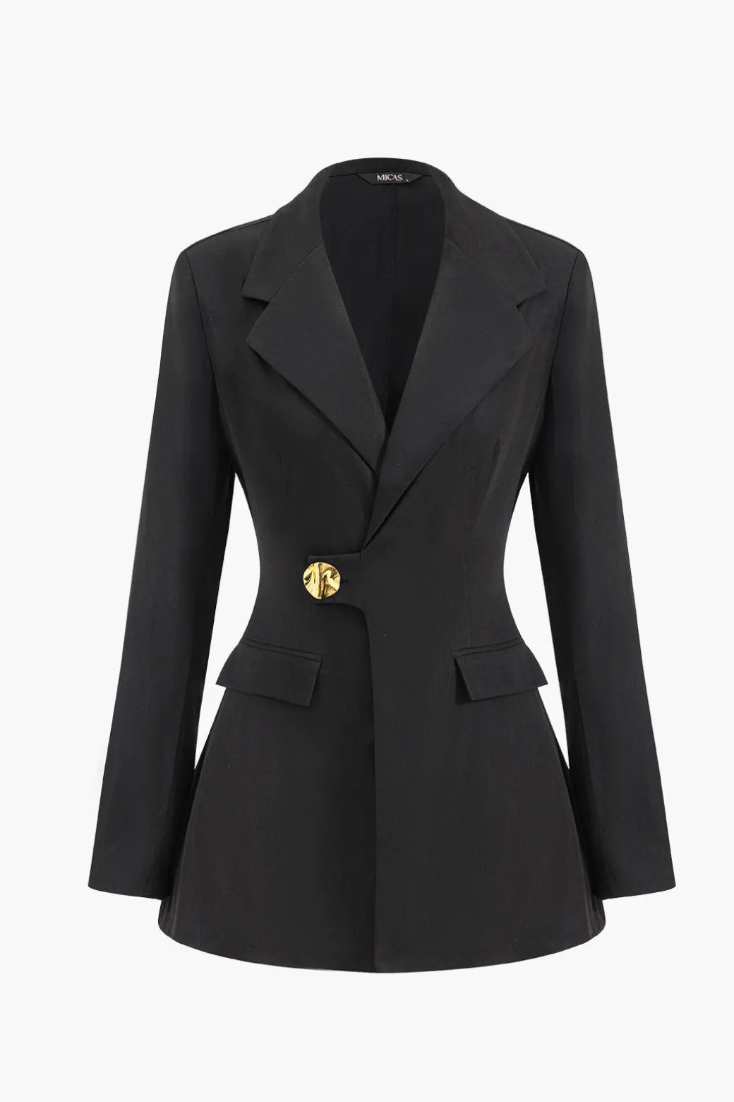 Metallic Button Asymmetrical Blazer
