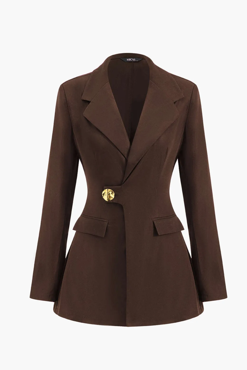 Metallic Button Asymmetrical Blazer
