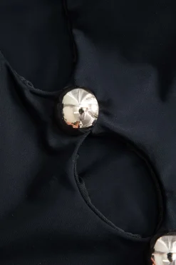 Metallic Button Cut Out One-Piece Swimsuit