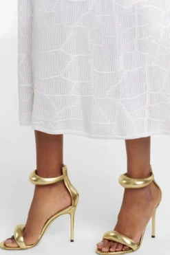 Metallic Open Toe Ankle Strap High Heels