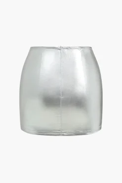 Metallic Ruched Puffer Mini Skirt