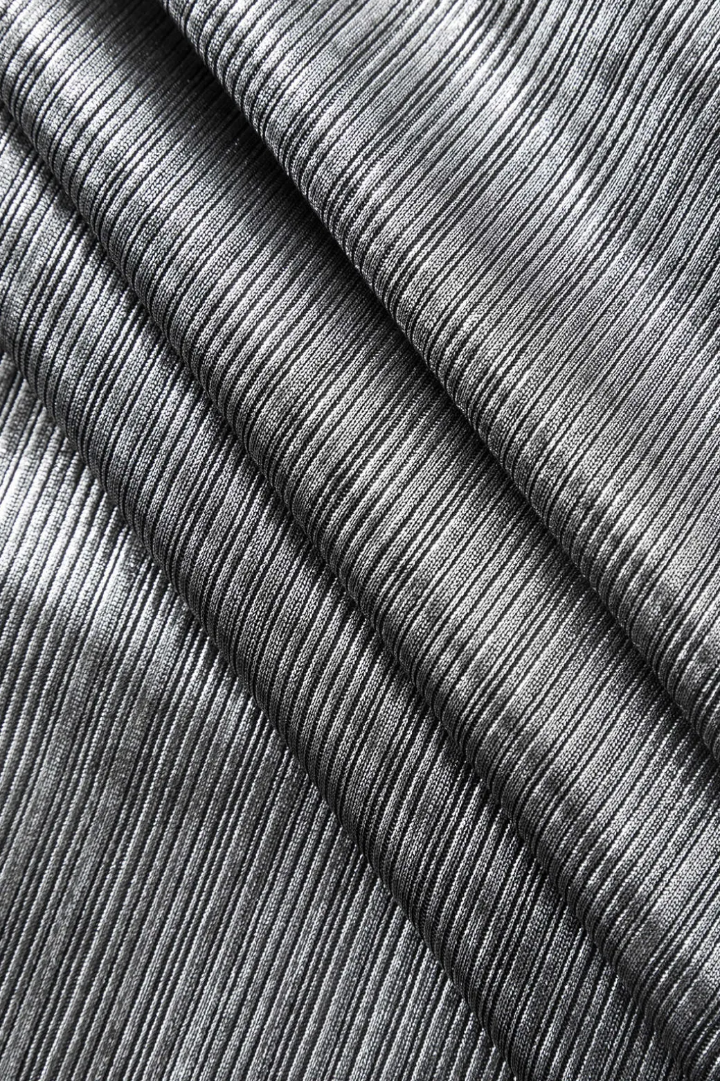 Metallic Ruched Slit Midi Dress