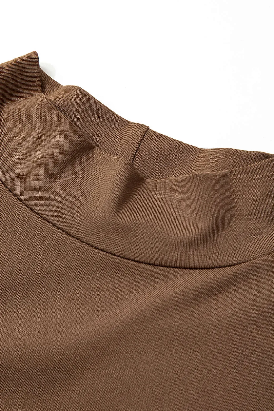 Mock Neck Faux Leather Paneled Long Sleeve Bodysuit