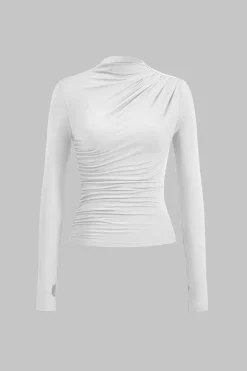 Mock neck Ruched Long Sleeve Top
