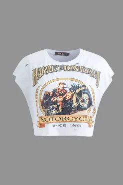 Motorbike Graphic Print Sleeveless T-Shirt