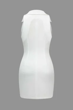 Multi-Button Collared Pocket Mini Dress