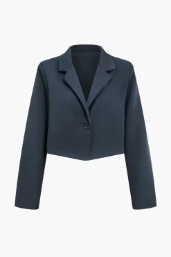 Notched Lapel Blazer And High Waist Trousers Set