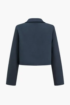 Notched Lapel Blazer And High Waist Trousers Set
