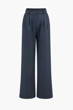 Notched Lapel Blazer And High Waist Trousers Set