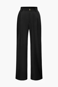 Notched Lapel Tie Back Vest And Straight Leg Suit Pants Set