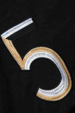 Number 5 Embroidered Knot Hem T-shirt
